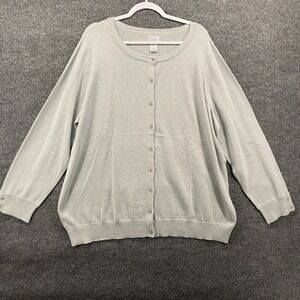 Only Necessities Cardigan Sweater Womens 2X Gray Button Up Granny Core Preppy